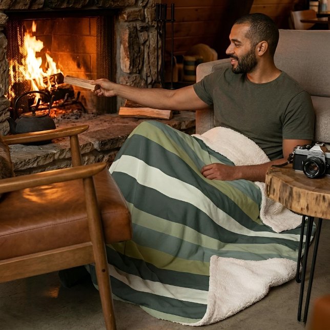 Manta Sherpa Moderna Linear | Aged Sage & Winter Moss (Lifestyle Shot (medium shown))