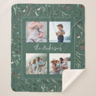 Manta Sherpa Moderna y verde acuarela botánica 4 foto