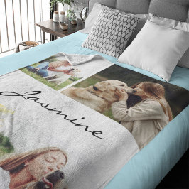 Manta Sherpa Moderno 4 fotos Collage Dog White