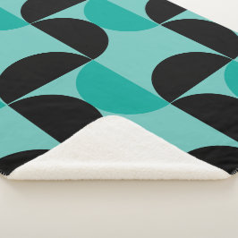 Manta Sherpa Moderno de mediados de siglo negro y menta  