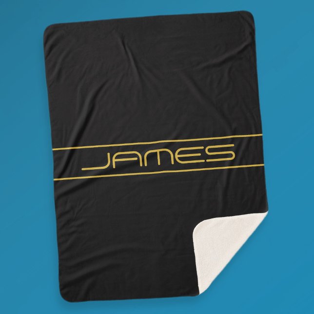 Manta Sherpa Moderno estilo Editable Gold Text & Line Stripes (Subido por el creador)