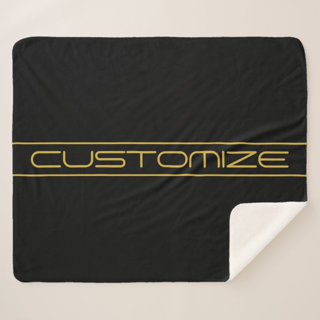 Manta Sherpa Moderno estilo Editable Gold Text & Line Stripes (Anverso (horizontal))
