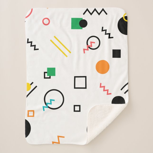 Manta Sherpa Moderno, lúdico, fresco, moderno, geométrico Memph (Anverso)