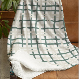 Manta Sherpa Moderno Montauk Grid Green & Beige