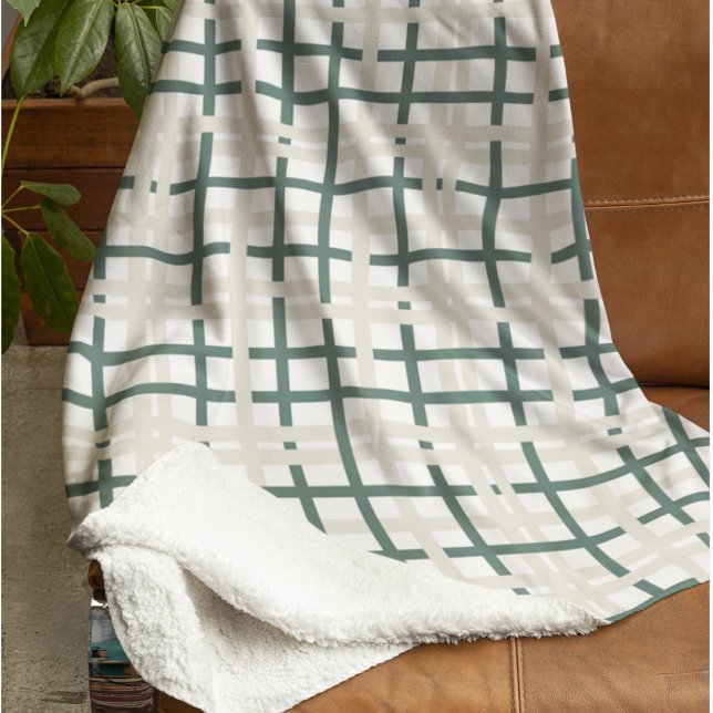 Manta Sherpa Moderno Montauk Grid Green & Beige (Subido por el creador)