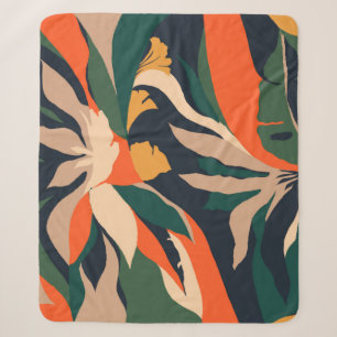 Manta Sherpa Moderno patrón de ilustracion de plantas de selva