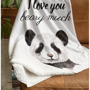 Manta Sherpa Moderno Te Amo Mucho Panda Blanco Y Negro