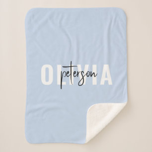Manta Sherpa Moderno y personalizado pastel azul