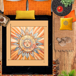 Manta Sherpa Moderno Zen Boho Naranja Pacífico Sol Flechas Ladr