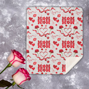 Manta Sherpa MOM/WOW: Una carta de amor en rojo sobre gris