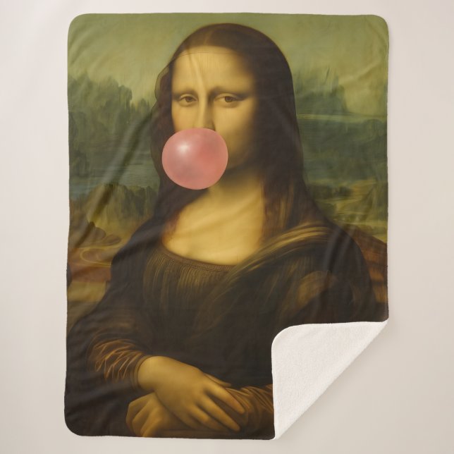 Manta Sherpa Mona Lisa Soplando Goma Rosa (Anverso)