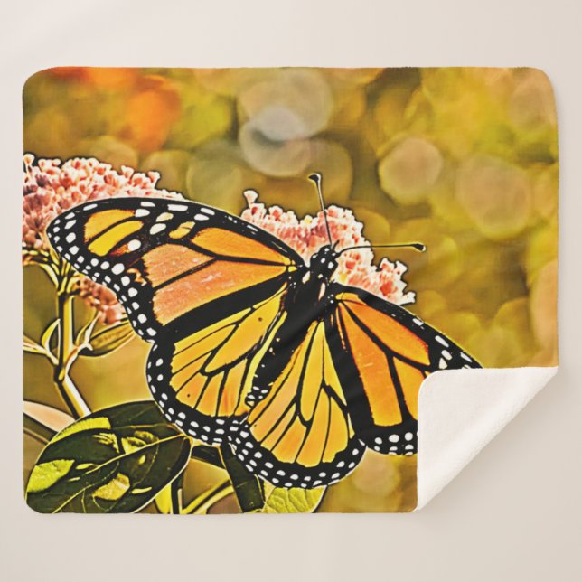 Manta Sherpa  Monarch Butterfly Garden Art (Anverso (horizontal))