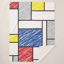 Manta Sherpa Mondrian Scribbles Minimalista De Stijl Arte Moder