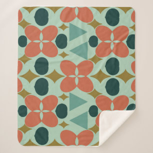 Manta Sherpa Moneda de Diamante de Flor Moderna De Mediados Del