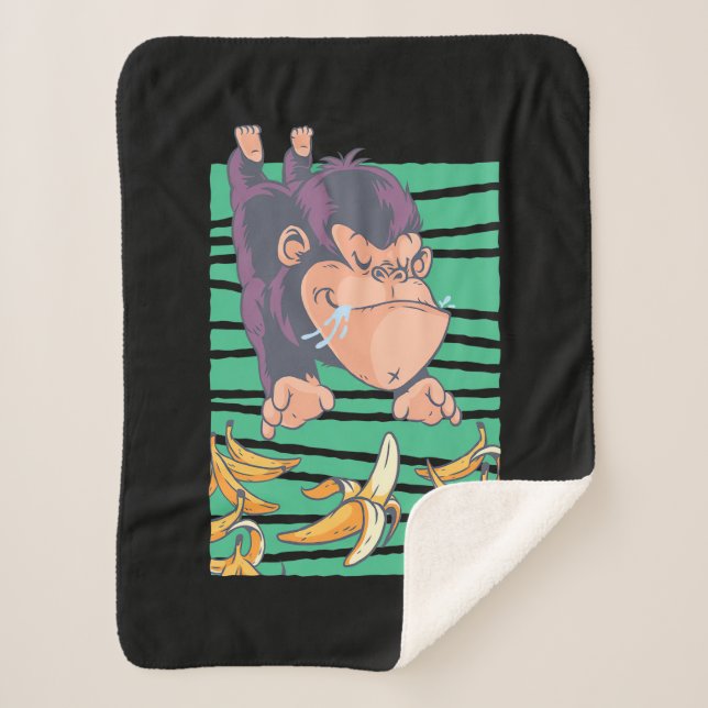 Manta Sherpa Mono lindo con bananas (Anverso)