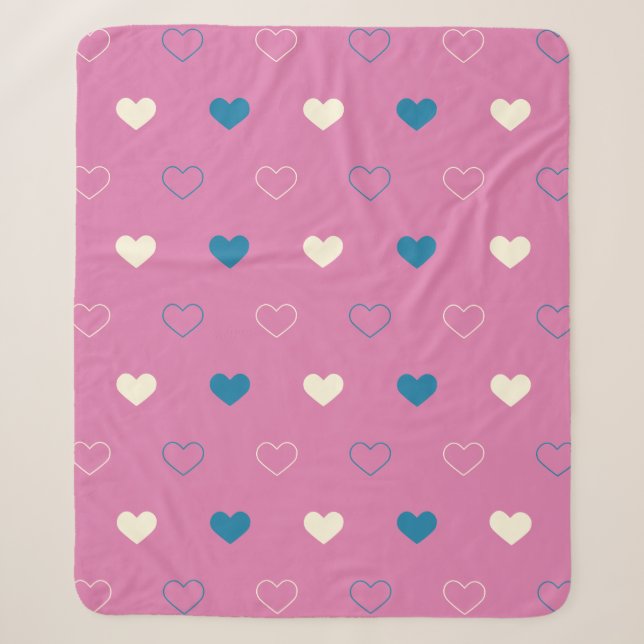Manta Sherpa Mono Patrón de Corazón Simple y Adorable (Anverso)
