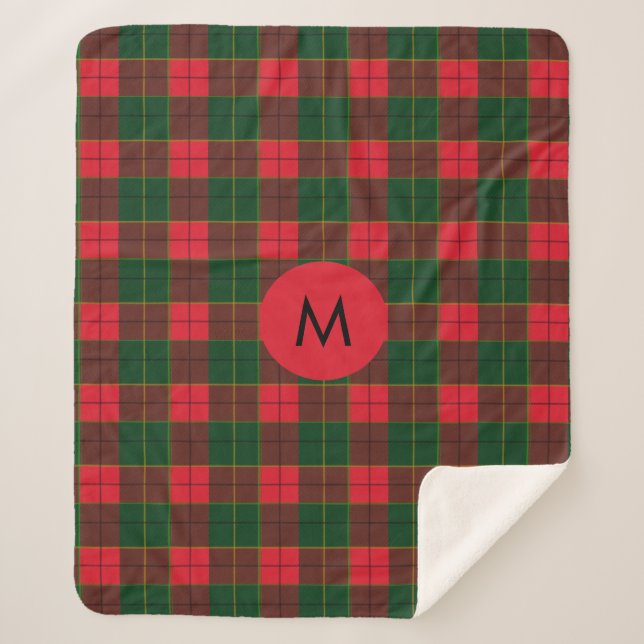Manta Sherpa Monogram Winter Holiday Tartan pattern Scottish (Anverso)