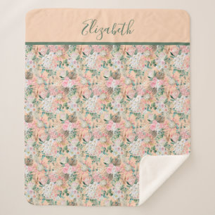 Manta Sherpa Monograma Boho Peach Peach White Flendy