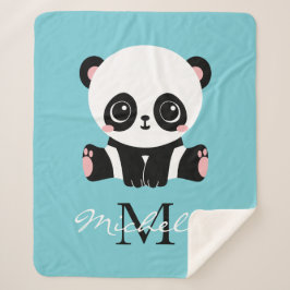 Manta Sherpa Monograma Cute Panda Goma de burbuja personalizada