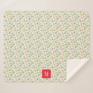 Manta Sherpa Monograma de hojas tropicales modernas