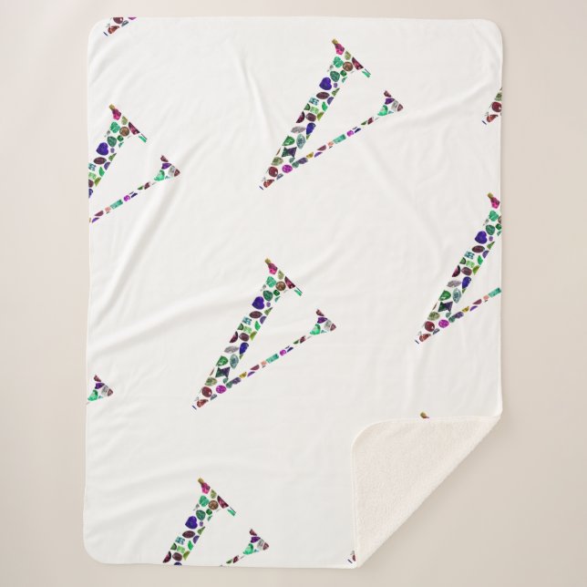 Manta Sherpa Monograma de la letra V (Anverso)