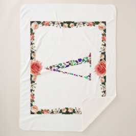 Manta Sherpa Monograma de la letra V