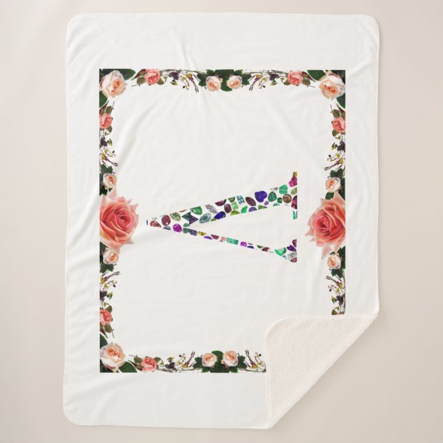 Manta Sherpa Monograma de la letra V (Anverso)