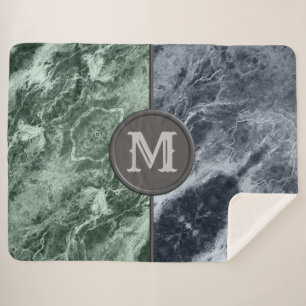 Manta Sherpa Monograma de mármol de dos colores - Escoja sus co