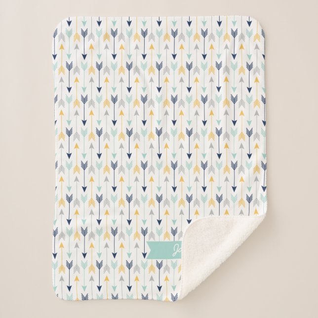 Manta Sherpa Monograma de moda de las flechas (Anverso)