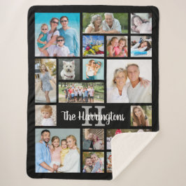 Manta Sherpa Monograma de nombre de guión de collage de fotos 1