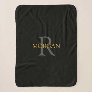 Manta Sherpa Monograma de nombre personalizado en oro y texto g