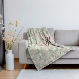 Manta Sherpa Monograma de parches de fábrica