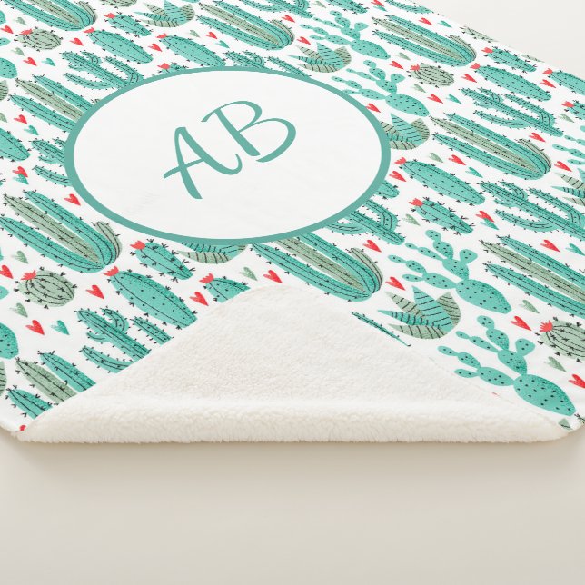 Manta Sherpa Monograma de patrón caprichoso blanco (3/4)