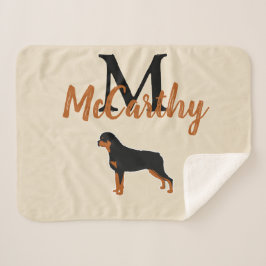 Manta Sherpa Monograma de Rottweiler Rottie Art Faux Linen