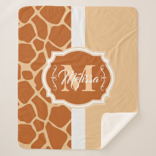 Manta Sherpa Monograma del estampado de girafa