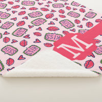 Monograma del patrón de Besos y Doodles del Corazó