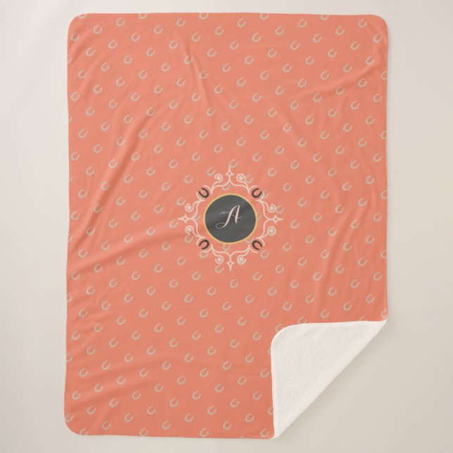 Manta Sherpa Monograma ecuestre Lucky Horse Shoe (Anverso)