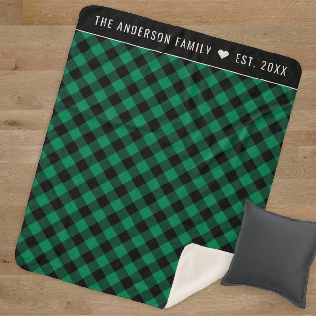 Manta Sherpa Monograma familiar de escúfalo verde y negro acoge (Subido por el creador)