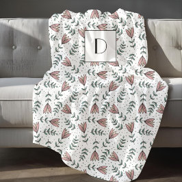 Manta Sherpa Monograma Floral Rosa Lindo