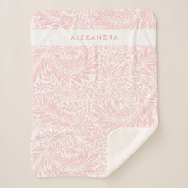 Manta Sherpa Monograma Foliage Floral William Morris Pink