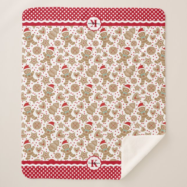 Manta Sherpa Monograma Gingerbread Man Navidades (Anverso)