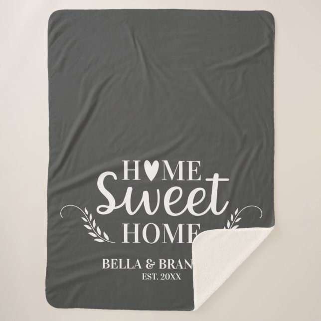 Manta Sherpa Monograma gris moderno (Anverso)