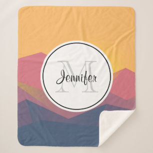 Manta Sherpa Monograma Minimalista geométrico de las montañas r