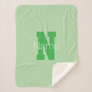 Manta Sherpa Monograma moderno audaz Pale & Kelly Green