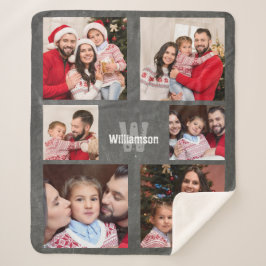 Manta Sherpa Monograma moderno de Collage de fotos ruso