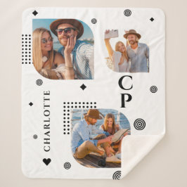 Manta Sherpa Monograma Nombre 3 Collage de fotos de moda