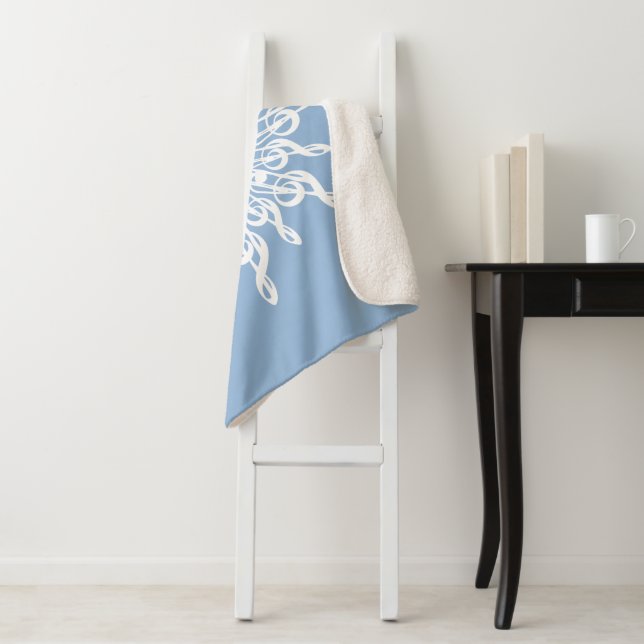 Manta Sherpa Monograma Ornamental Azul invernal G-Clef Snowflak (In situ)