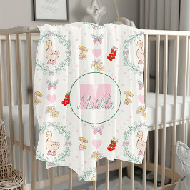 Manta Sherpa Monograma rosado de chiflado blanco