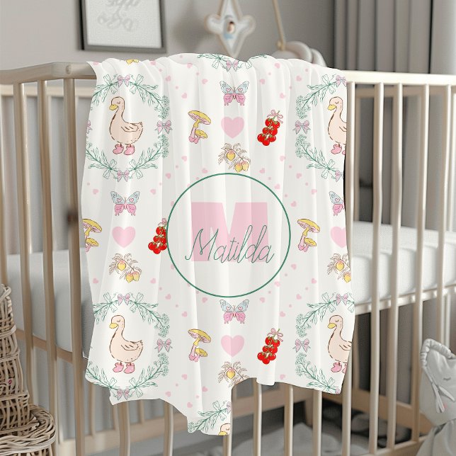 Manta Sherpa Monograma rosado de chiflado blanco (Subido por el creador)