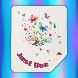 Manta Sherpa Monograma simple de acuarela floral sobre blanco